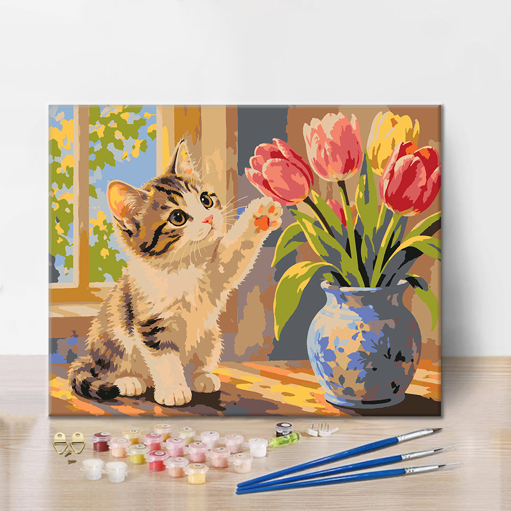 Gattino e tulipani – Dipingere con i Numeri