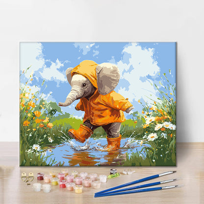 Elefante sotto la pioggia – Dipingere con i Numeri