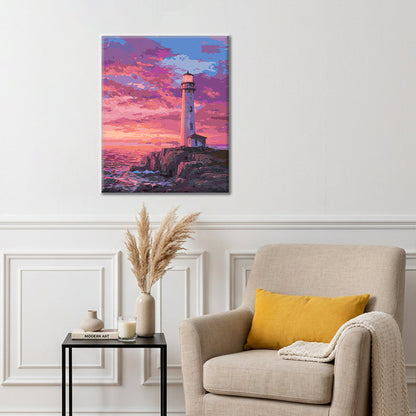 Faro sul mare al tramonto – Dipingere con i Numeri