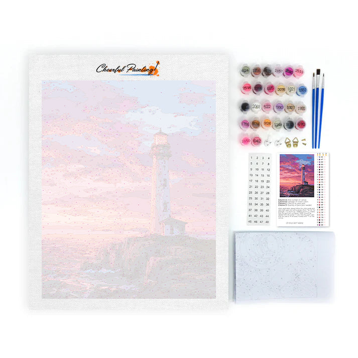 Faro sul mare al tramonto – Dipingere con i Numeri