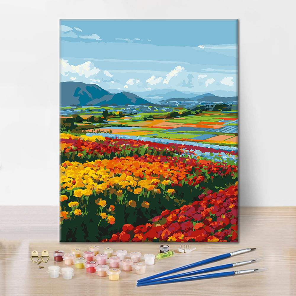 Veduta di fiori primaverili – Dipingere con i Numeri