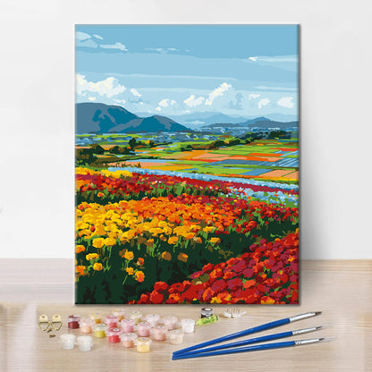 Veduta di fiori primaverili – Dipingere con i Numeri