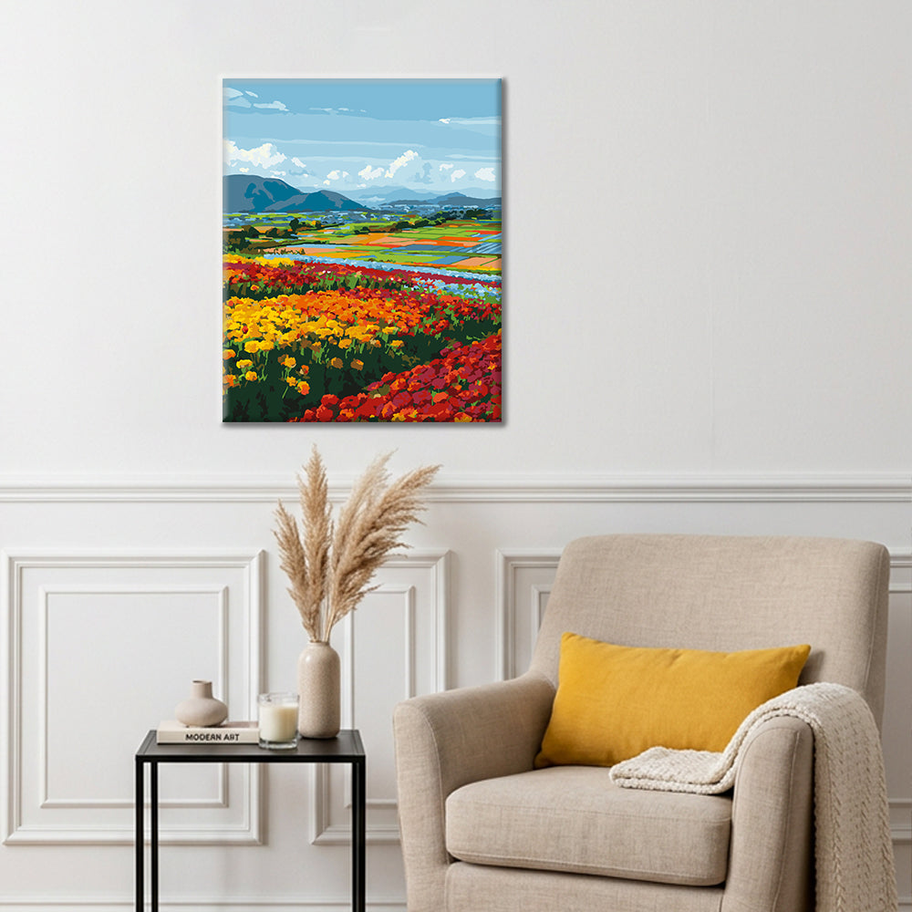 Veduta di fiori primaverili – Dipingere con i Numeri