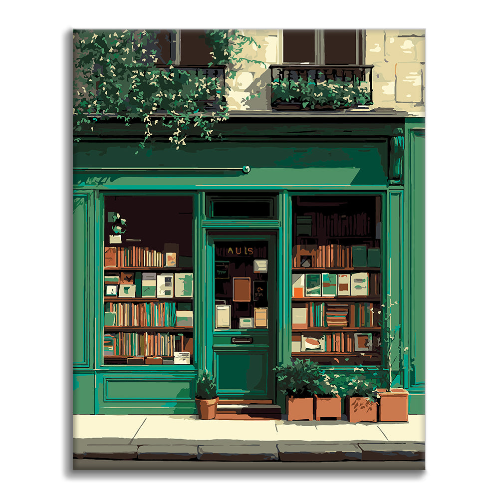 Libreria verde vintage – Dipingere con i Numeri