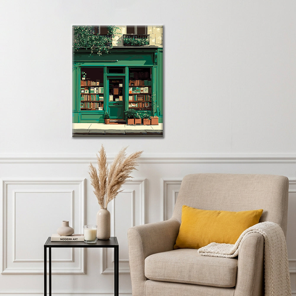 Libreria verde vintage – Dipingere con i Numeri