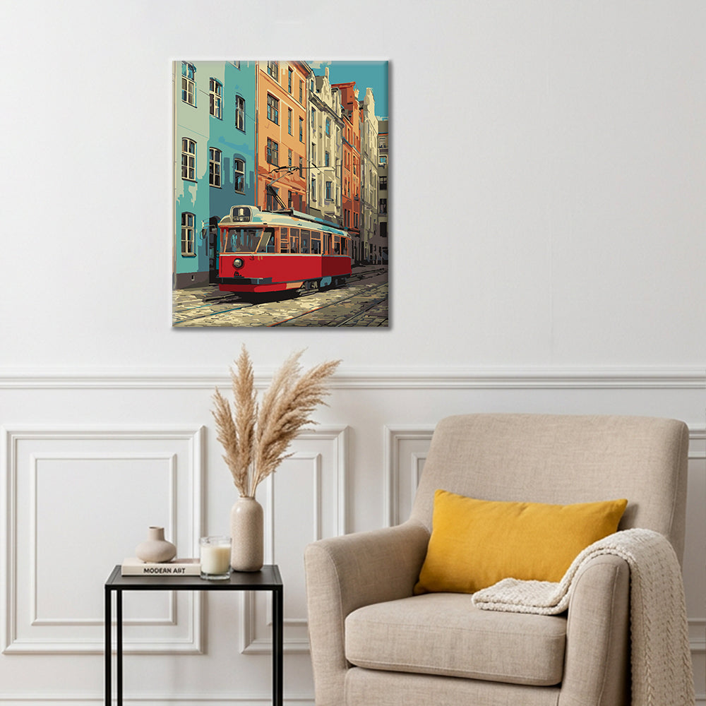 Tram rosso vintage – Dipingere con i Numeri