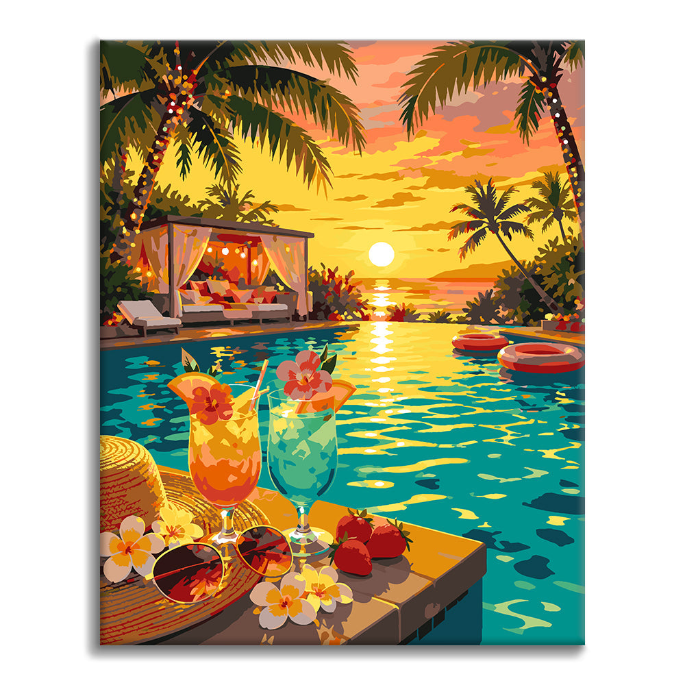 Paradiso al tramonto a bordo piscina – Dipingere con i Numeri