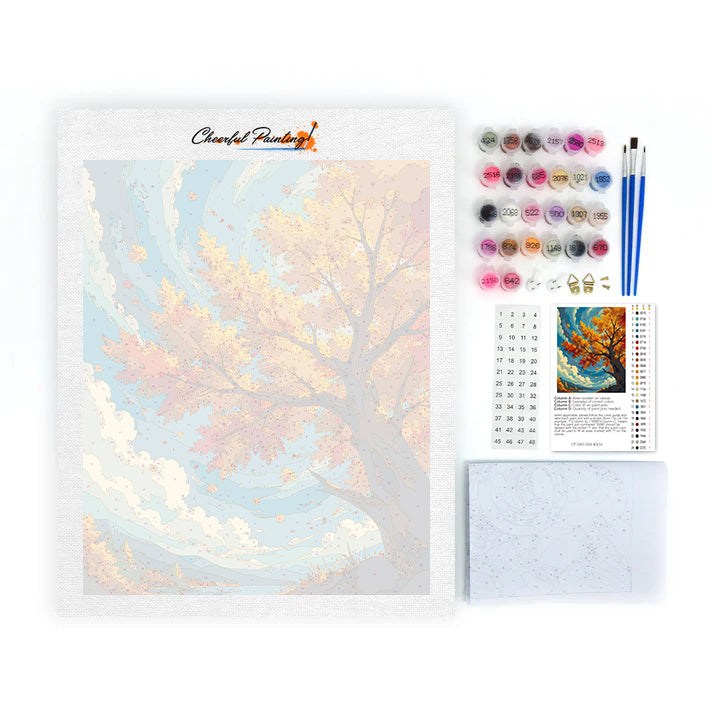Albero autunnale sotto un cielo blu – Dipingere con i Numeri
