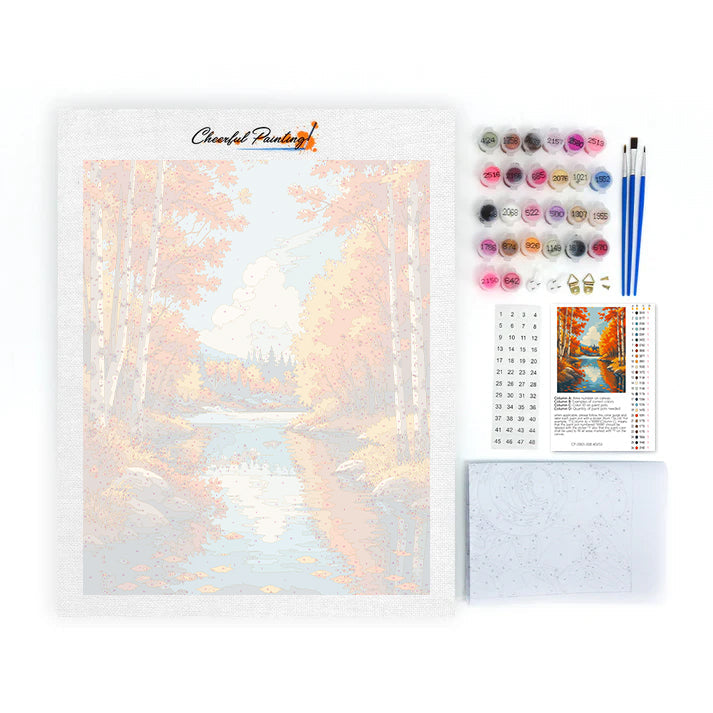 Fiume di betulle in autunno – Dipingere con i Numeri