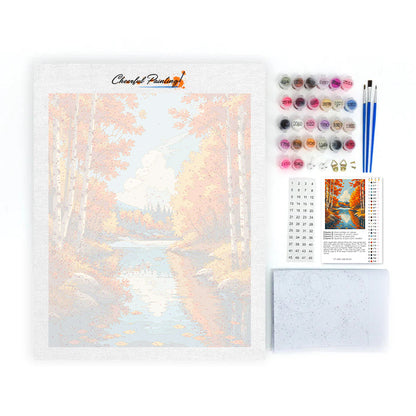 Fiume di betulle in autunno – Dipingere con i Numeri