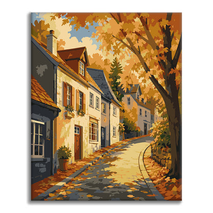 Strada del centro storico in autunno – Dipingere con i Numeri