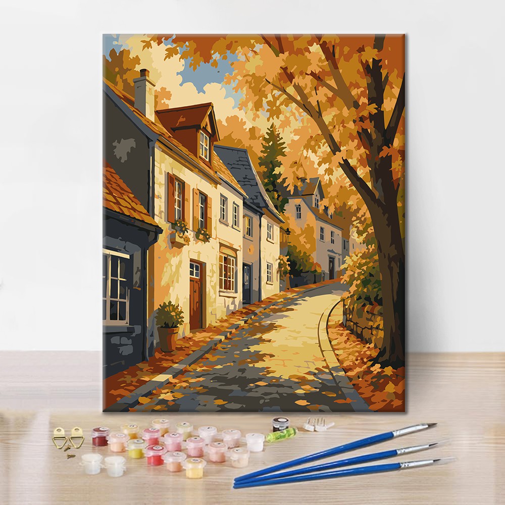 Strada del centro storico in autunno – Dipingere con i Numeri