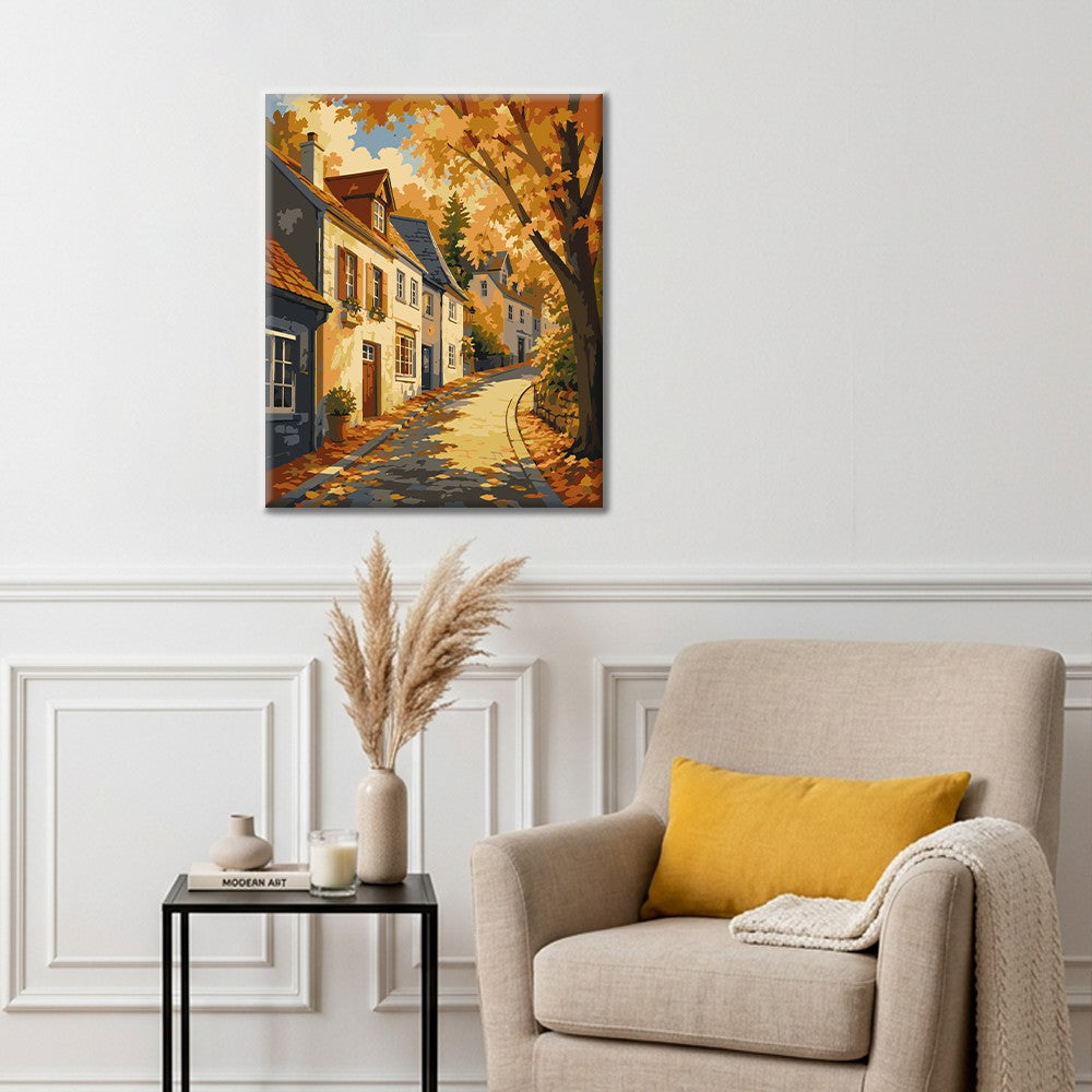 Strada del centro storico in autunno – Dipingere con i Numeri