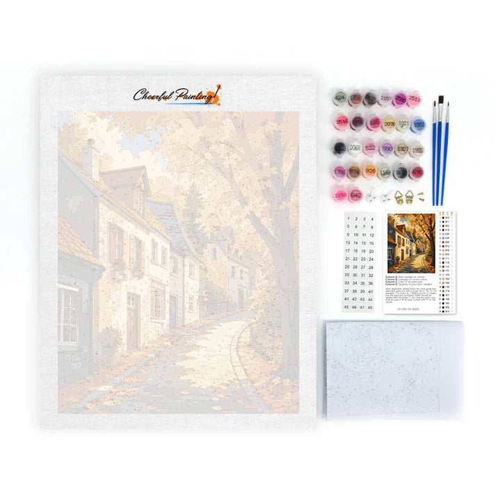 Strada del centro storico in autunno – Dipingere con i Numeri