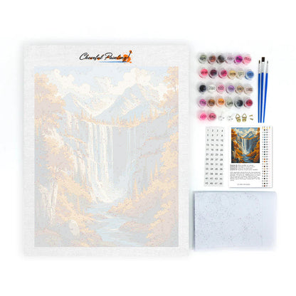 Cascata nelle montagne autunnali – Dipingere con i Numeri