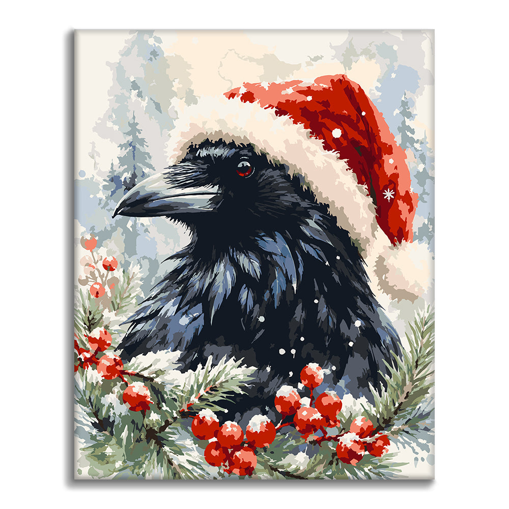 Corvo con cappello di Babbo Natale – Dipingere con i Numeri