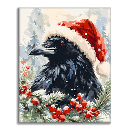 Corvo con cappello di Babbo Natale – Dipingere con i Numeri