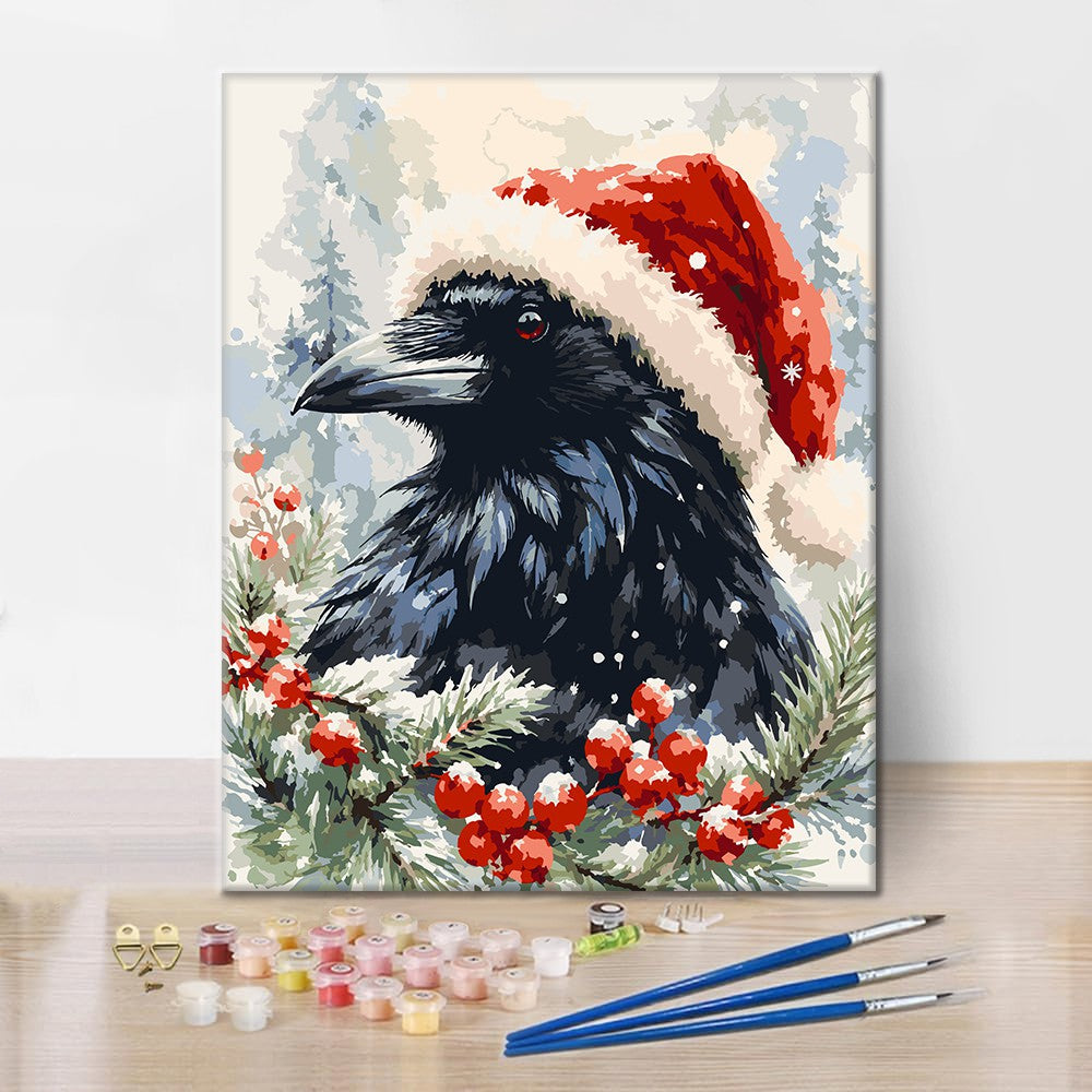 Corvo con cappello di Babbo Natale – Dipingere con i Numeri
