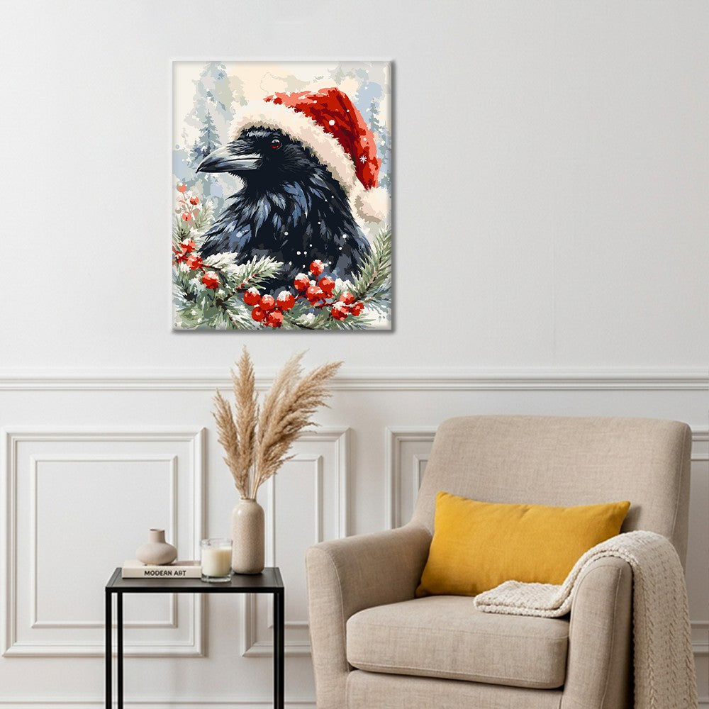 Corvo con cappello di Babbo Natale – Dipingere con i Numeri