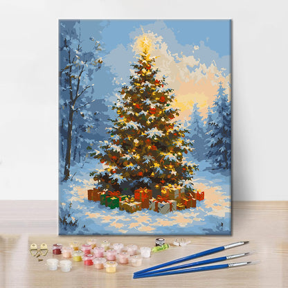 Albero di Natale nella neve – Dipingere con i Numeri