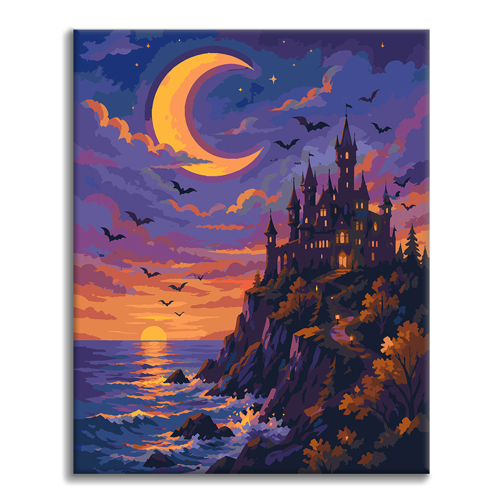 Castello al chiaro di luna sul mare – Dipingere con i Numeri