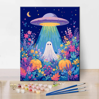 UFO e fantasma in un campo di fiori – Dipingere con i Numeri
