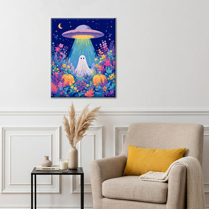 UFO e fantasma in un campo di fiori – Dipingere con i Numeri