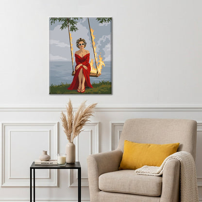 Donna su un’altalena in fiamme – Dipingere con i Numeri