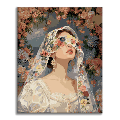 Sposa sotto un velo floreale – Dipingere con i Numeri