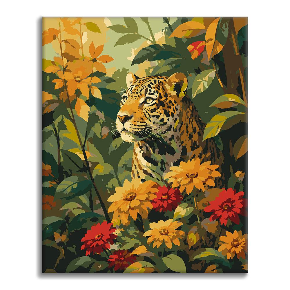 Leopardo tra fiori tropicali – Dipingere con i Numeri