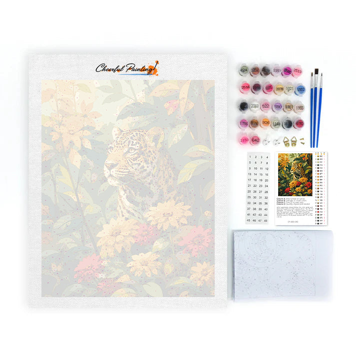 Leopardo tra fiori tropicali – Dipingere con i Numeri