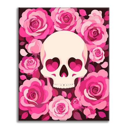 Teschio con rose rosa – Dipingere con i Numeri