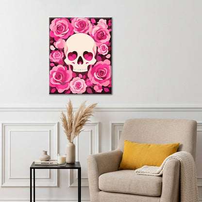 Teschio con rose rosa – Dipingere con i Numeri