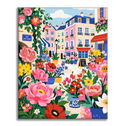 Strada parigina piena di fiori – Dipingere con i Numeri