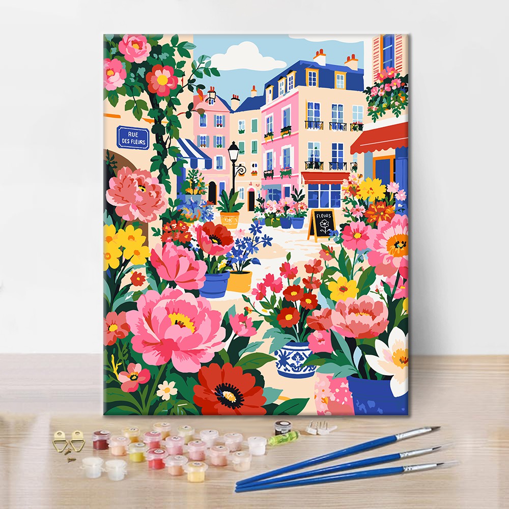 Strada parigina piena di fiori – Dipingere con i Numeri