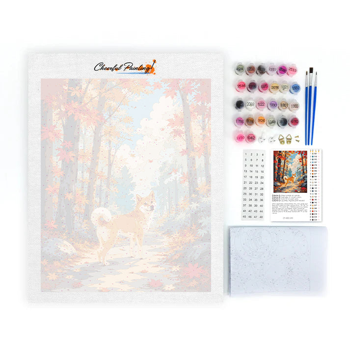 Shiba Inu in una foresta autunnale – Dipingere con i Numeri