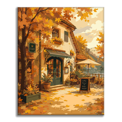 Caffè di villaggio in autunno – Dipingere con i Numeri