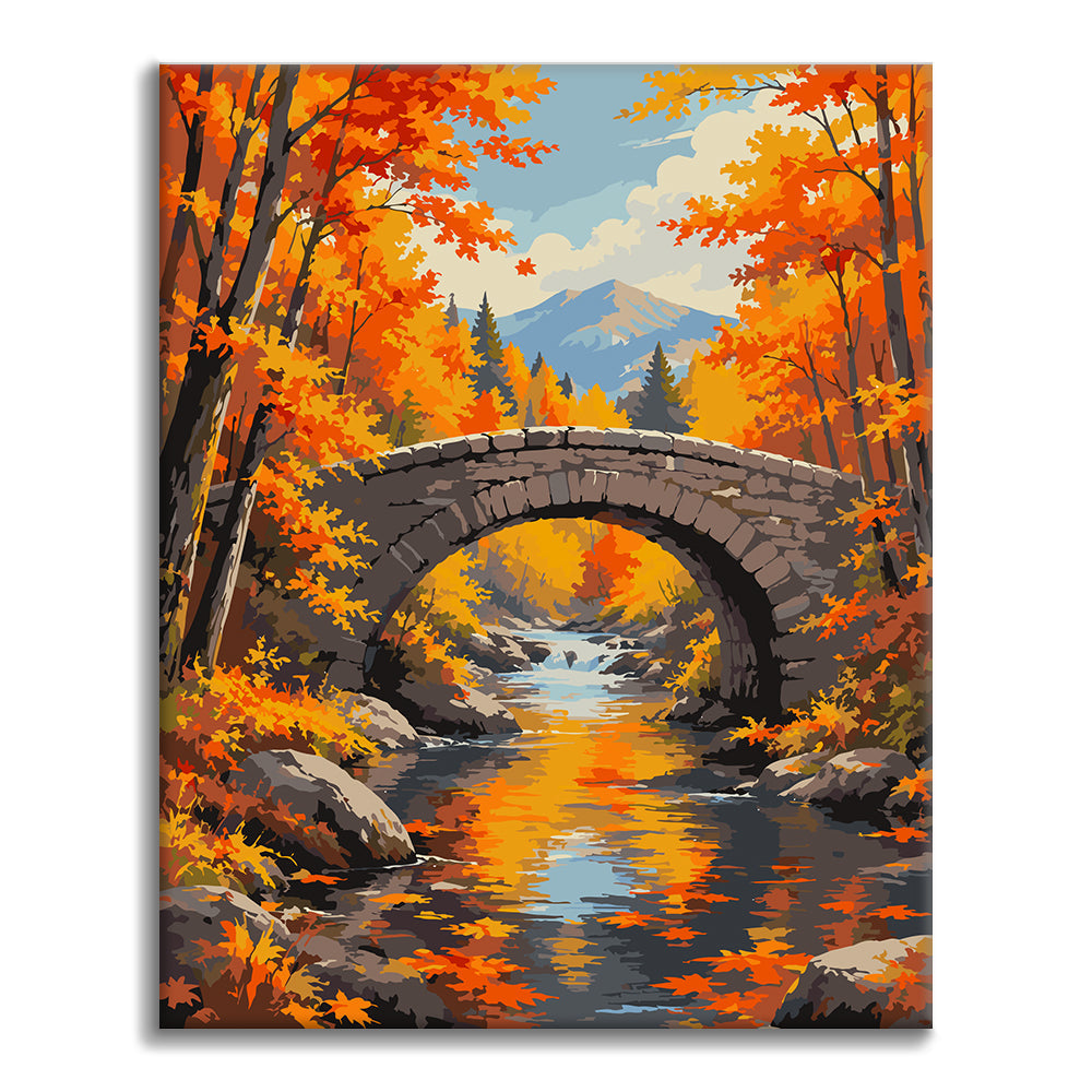 Ponte di pietra su un ruscello autunnale – Dipingere con i Numeri