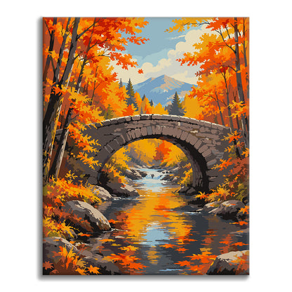 Ponte di pietra su un ruscello autunnale – Dipingere con i Numeri