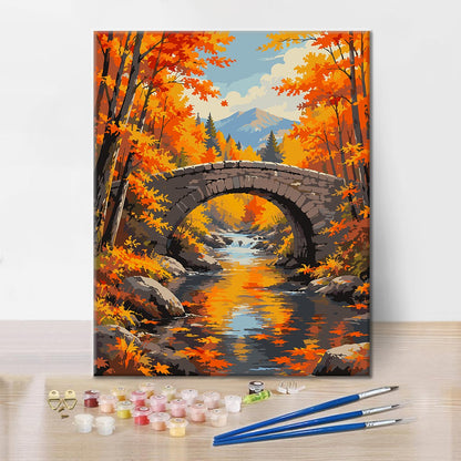 Ponte di pietra su un ruscello autunnale – Dipingere con i Numeri
