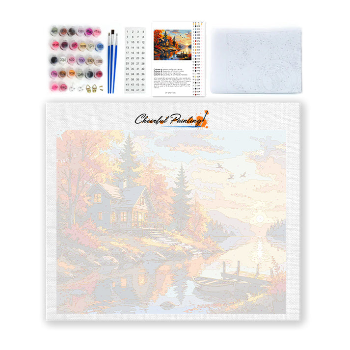 Baita autunnale al tramonto – Dipingere con i Numeri