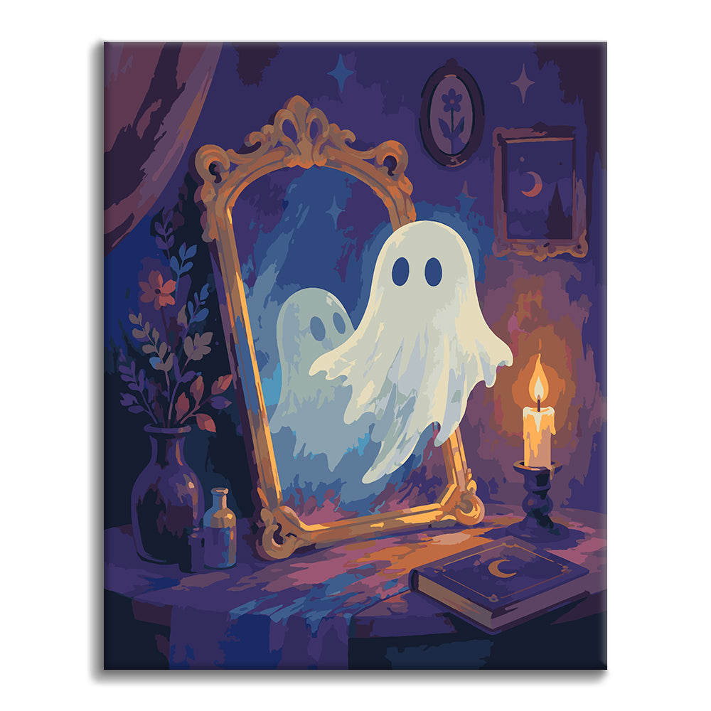 Fantasma accanto a uno specchio magico – Dipingere con i Numeri