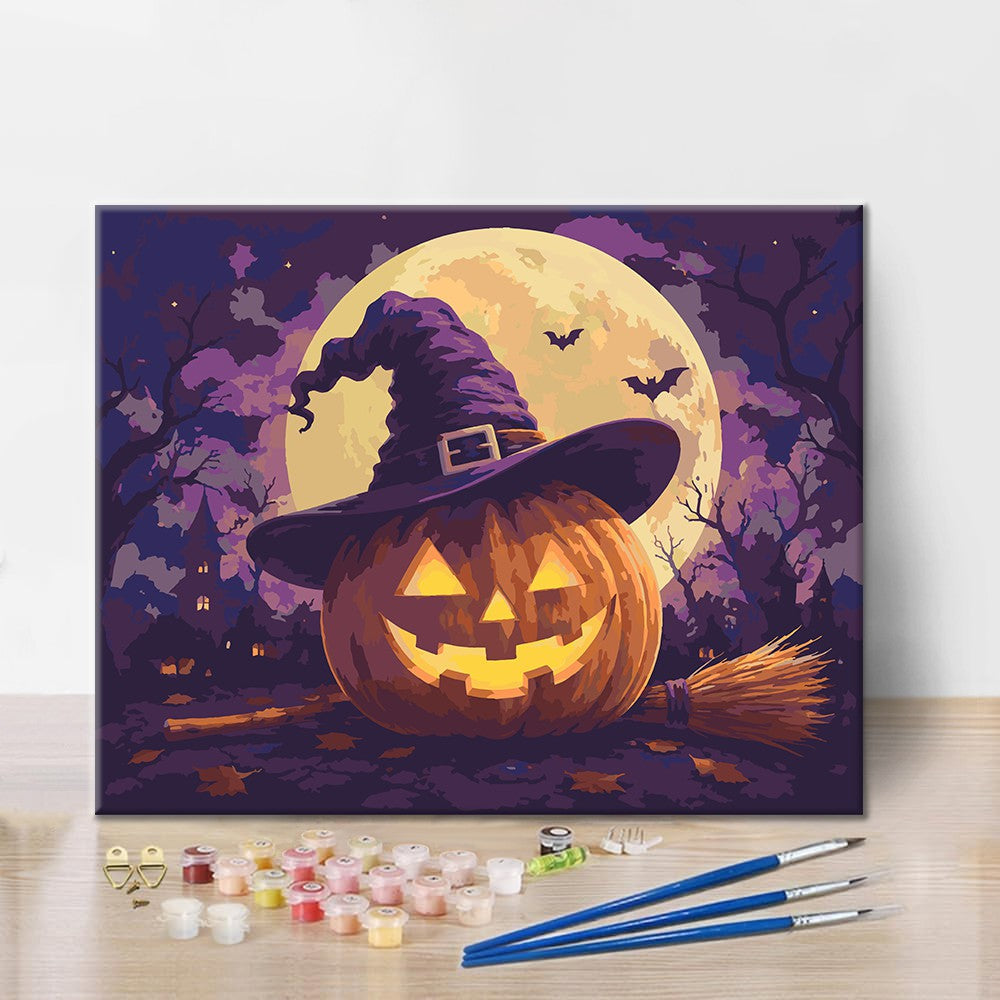 Zucca lanterna con cappello da strega – Dipingere con i Numeri