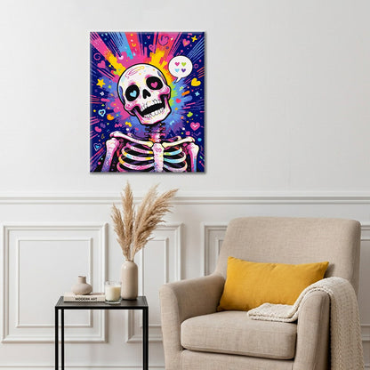 Scheletro pop art con cuori – Dipingere con i Numeri