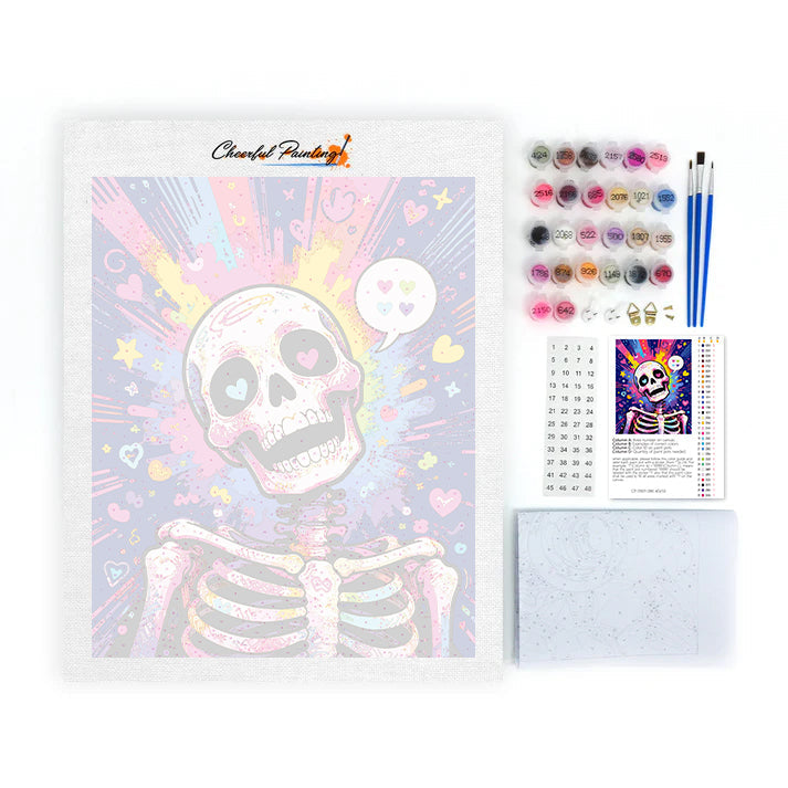 Scheletro pop art con cuori – Dipingere con i Numeri
