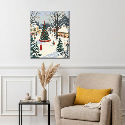 Albero di Natale in un paese innevato – Dipingere con i Numeri