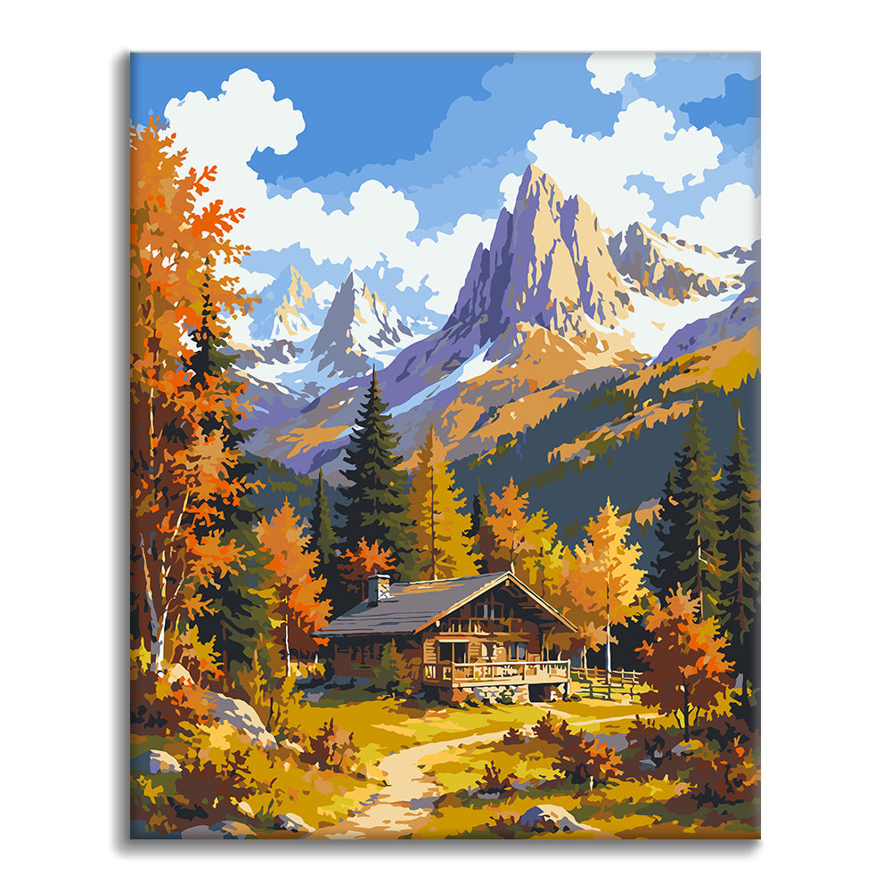 Chalet alpino in autunno – Dipingere con i Numeri