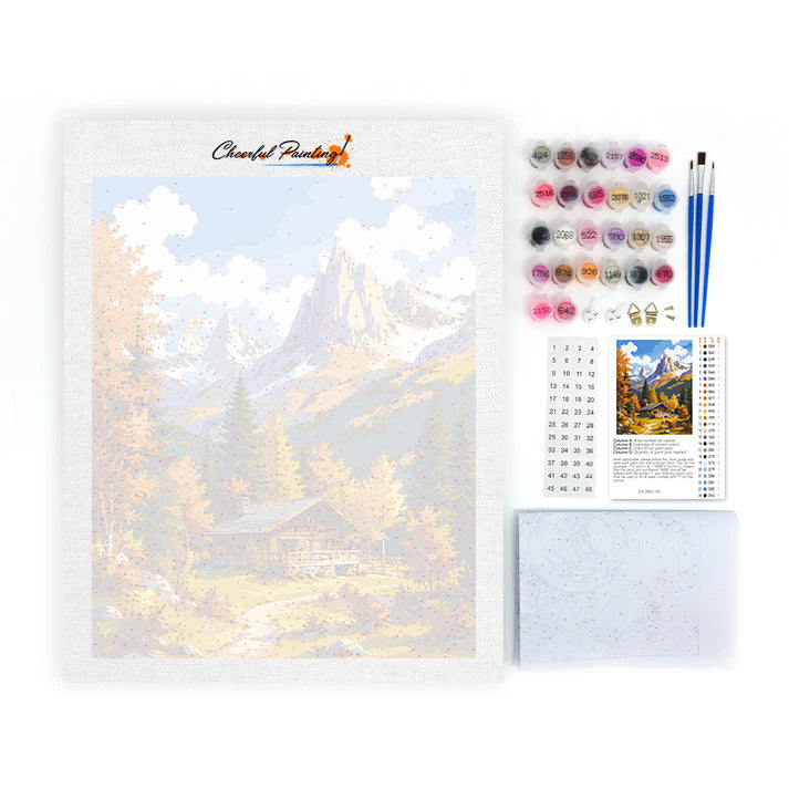 Chalet alpino in autunno – Dipingere con i Numeri