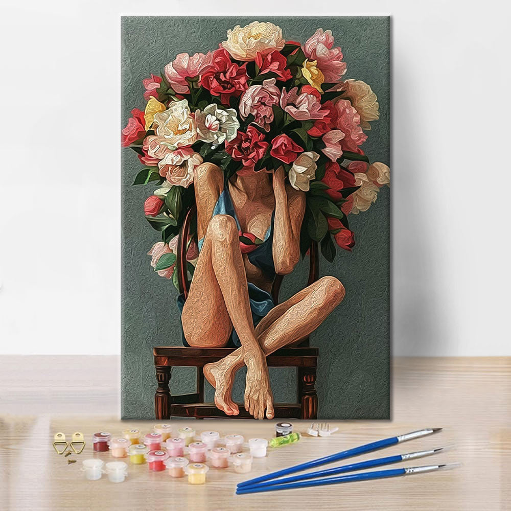 Fiori e ragazza - Dipingere con i Numeri