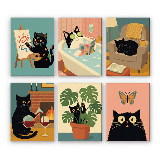 Gatto nero tranquillo - Dipingere con i Numeri